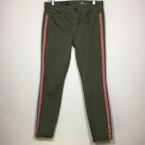 Army green jeans red vertical stripe down the side waist 33” inner leg 27 1/2”